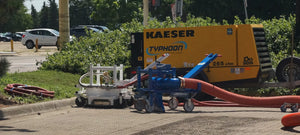 TYPHOON PAVEMENT MAINTENANCE SOLUTIONS consist of Two Products featuring the TYPHOON Permeable Joint Excavator and PAVEVAC Pavement Surface Vacuum for a complete PICP (Permeable Interlocking Concrete Pavement) Restoration System.